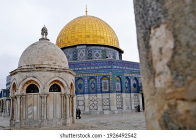 JERUSALEM, ISRAEL - February 2020. The Dome of the Rock (Kubbat as-Sahra) - a Muslim sanctuary on the Temple Hill. One of the oldest and holiest places in the Islamic world.