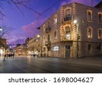 Jerusalem, Israel - February 26, 2020: Jaffa street at night