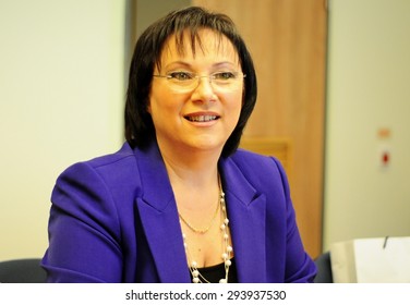 JERUSALEM, ISRAEL. July 06, 2015 - A Newly Elected Member Of Israeli Parliament Knesset Tali Ploskov, Former Arad Mayor Speaking