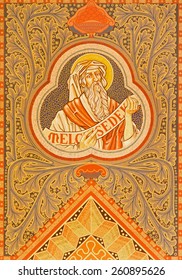 JERUSALEM, ISRAEL - MARCH 3, 2015: The High Priest Melchzedek. Paint On The Ceiling Of Evangelical Lutheran Church Of Ascension Designed By H. Schaper And F. Pfannschmidt (1988-1991).