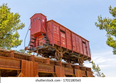 JERUSALEM, ISRAEL - MAY 25, 2017: Holocaust Train Detail At Yad Vashem Holocaust Memorial In Jerusalem