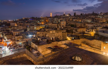 Jerusalem Old City night top panorama