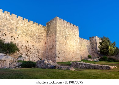 Jerusalem Old City Walls At Night