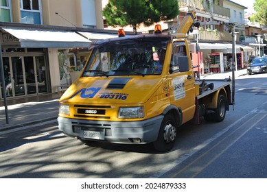 JESOLO, ITALY - AUGUST 29, 2014: IVECO Tow Tuck On The City Street