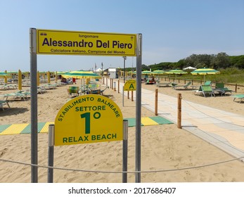 Jesolo, Italy - Jul 30 2021: Seafront Alessandro Del Piero