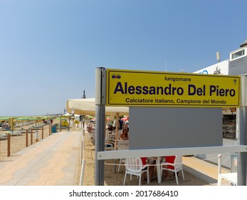 Jesolo, Italy - Jul 30 2021: Seafront Alessandro Del Piero