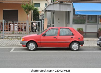 JESOLO, ITALY - JUNE 17, 2015: Old Classic Ford Fiesta 1990s Car On The City Street