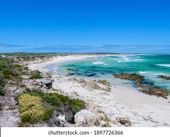 Jessie's (Jessies) Bay with a view to Quoin (or Quoine) Point. Near Pearly Beach. Overberg, Western Cape. South Africa