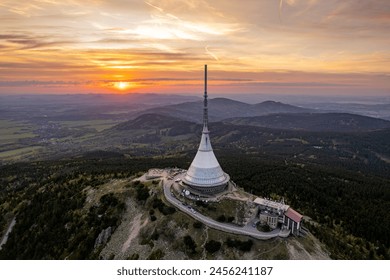 Jested building during spring sunset from side