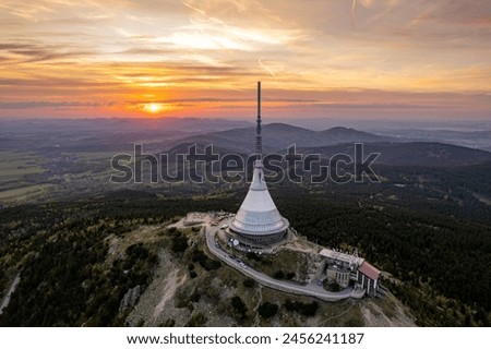 Jested building during spring sunset from side