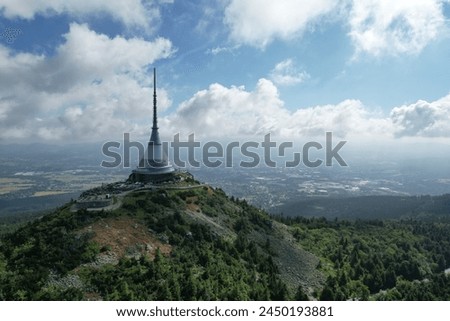 Jested Mountain with unique hotel and TV transmitter on the top, Liberec, Northern Bohemia, Czech republic, Europe