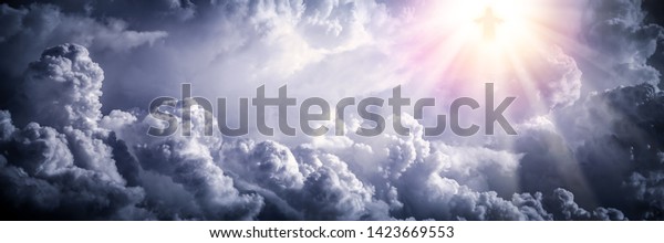 Jesus Christ In The Clouds With Brilliant Light -\
Ascension / End Of Time\
Concept