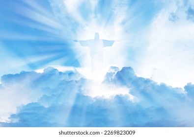 Jesus Christ In The Clouds Of Heaven blue sky background,good friday concept - Shutterstock ID 2269823009