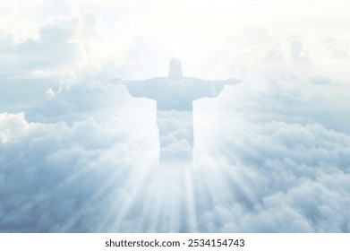 Jesus Christ In The Clouds on sky background,good friday concept - Powered by Shutterstock