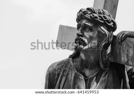 Jesus Christ with the cross (fragment of antique statue)