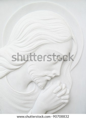 jesus christ on white marble tombstone
