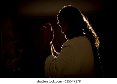 Jesus Christ Praying At Night To The Father