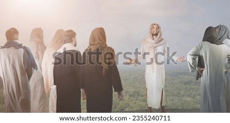 Jesus Christ preaching to his samples 