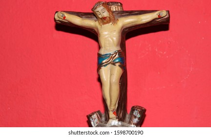 Jesus Christ Statue Red Colour Background Stock Photo 1598700190 ...