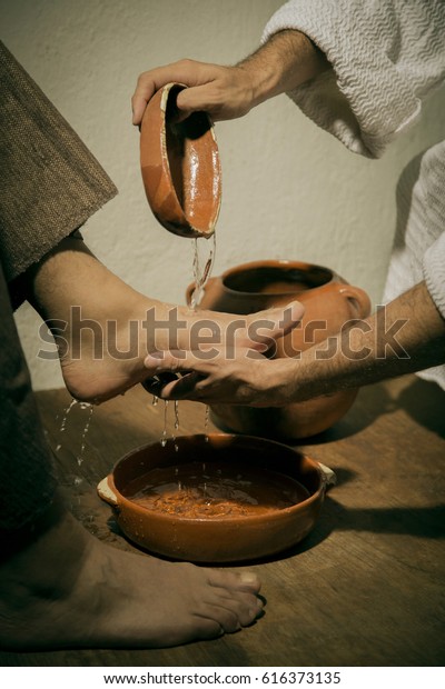 Jesus Christ Washing Feet His Disciples Stock Photo (Edit Now) 616373135