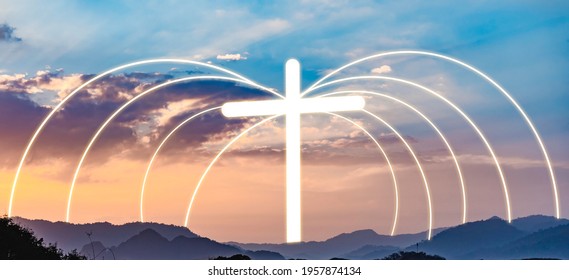Jesus cross with glory of god.Good friday.Easter.Church worship.online worship.Sunday service.Holy cross and gospel to the world.Body of christ.Hope, sharing gospel.Faith Praise to Jesus.pray.bible.