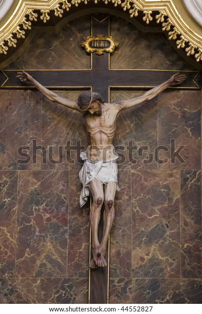 Jesus Crucified On Cross Wooden Statue Stock Photo 44552827 | Shutterstock