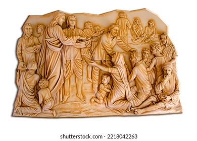 Jesus and disciples relief sculpture Indian style