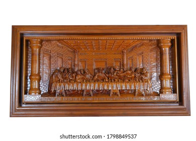 Jesus Last Supper Carved In Teak Wood