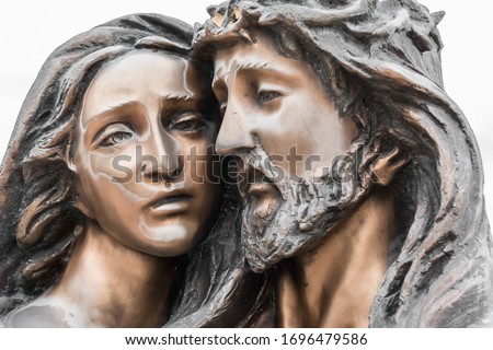 Jesus and Mary. Mother Mary holding her son Jesus.