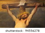 Jesus on the cross; famous painting created by the Flemish baroque painter Anthon Van Dyck.
