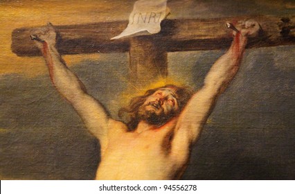 Jesus On The Cross; Famous Painting Created By The Flemish Baroque Painter Anthon Van Dyck.