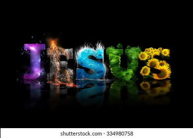 JESUS word art with colorful pictures of creation.