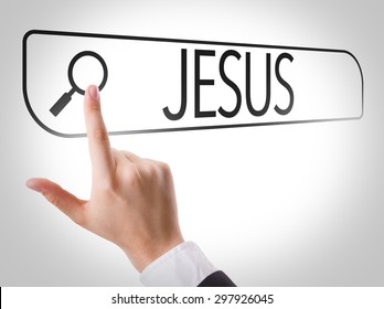 Jesus Written In Search Bar On Virtual Screen