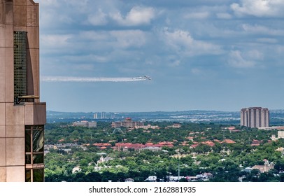 Jet Airplanes In Formation Flying Over A City In America