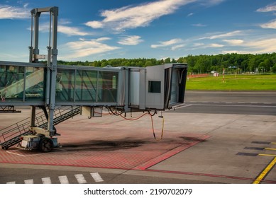 Jet Bridge From An Airport Terminal Gate.