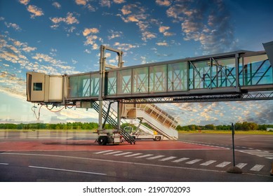 Jet Bridge From An Airport Terminal Gate.