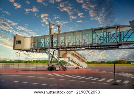 Jet bridge from an airport terminal gate.