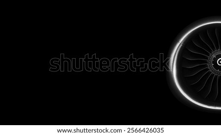 Jet engine front view isolated on black background. Close up of airplane engine during maintenance.engineering marvel