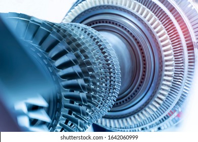 Jet Engine, Internal Structure With Hydraulic,  Aircraft And Aerospace Industry