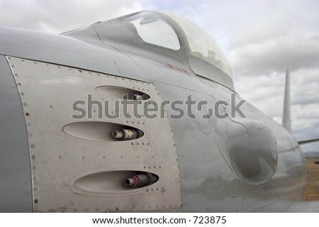 A jet fighter with some intimidating machine guns.