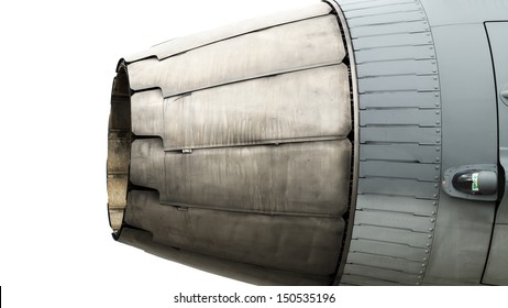 Jet Fighter's Engine Exhaust Isolated On White From The Side