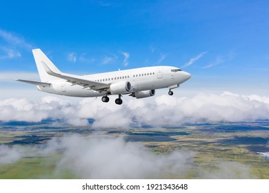 Jet passenger plane is approaching landing at the airport