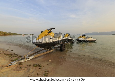 Jet ski on the beach.