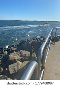 Jetti Wall At The Barnegat Inlet Looking Out