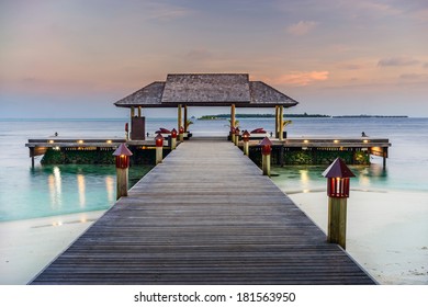 Jetty On A Luxury Resort In The Maldives