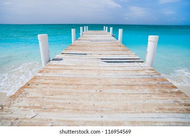 Jetty On Providenciales Island In Turks And Caicos