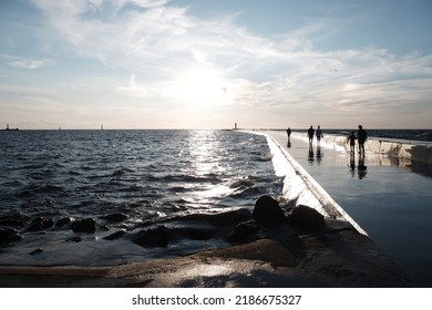 Jetty Sunset In Riga Mangaļsalas Mols