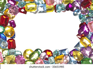 A Jeweled Border Around A Blank White Center