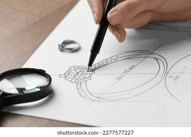 Jeweler drawing sketch elegant