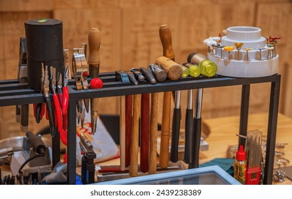 Jeweler's Workbench with Tools and Craft Supplies - Powered by Shutterstock